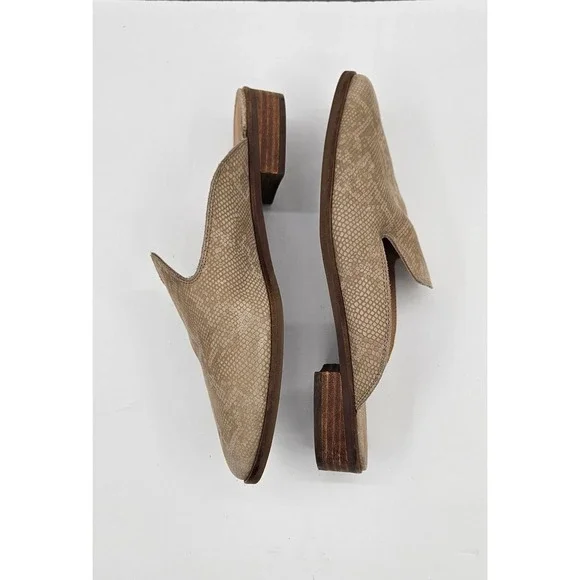 Lucky Brand Cristley Snakeskin Leather Mules Taupe Beige Loafers 9.5M - Picture 9 of 11